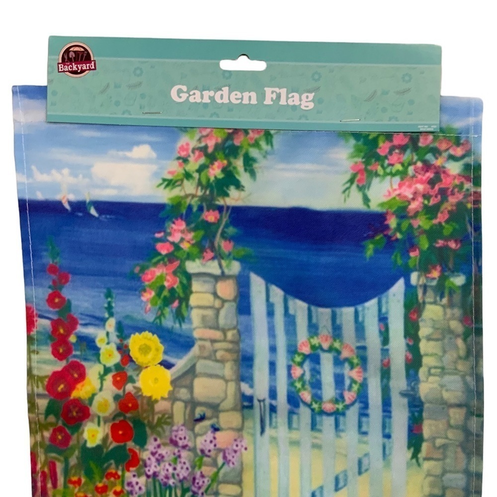 Garden Yard Flag Coastal Nautical Welcome Floral Flag Blue Multicolor 12 X 18 in - Picture 5 of 11